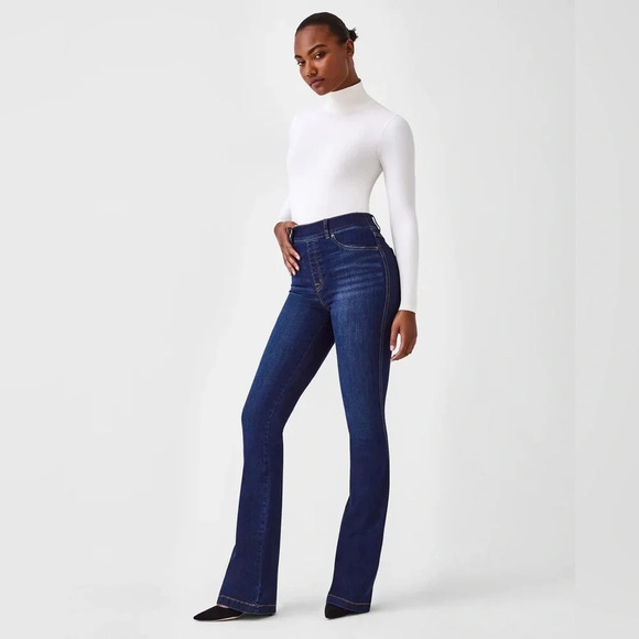 Spanx Wide Leg Jeans in Midnight Shade size Large - Picture 1 of 15